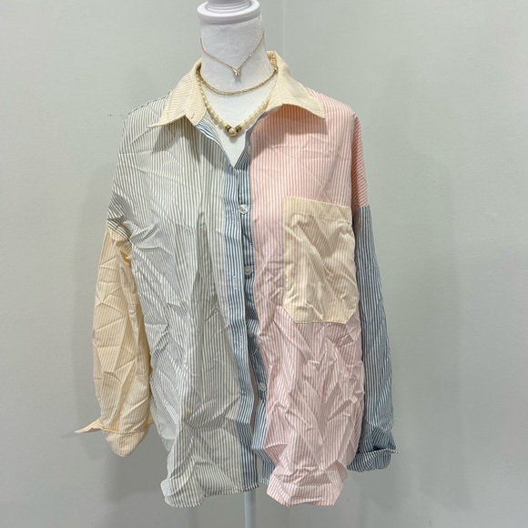 Forever 21 Tops - Forever21 Oversized multi-coloured striped medium shirt